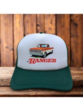 1971 Ford Ranger XLT Pick Up Trucker Mens Trucker Hat Green Snapback Mesh Cap